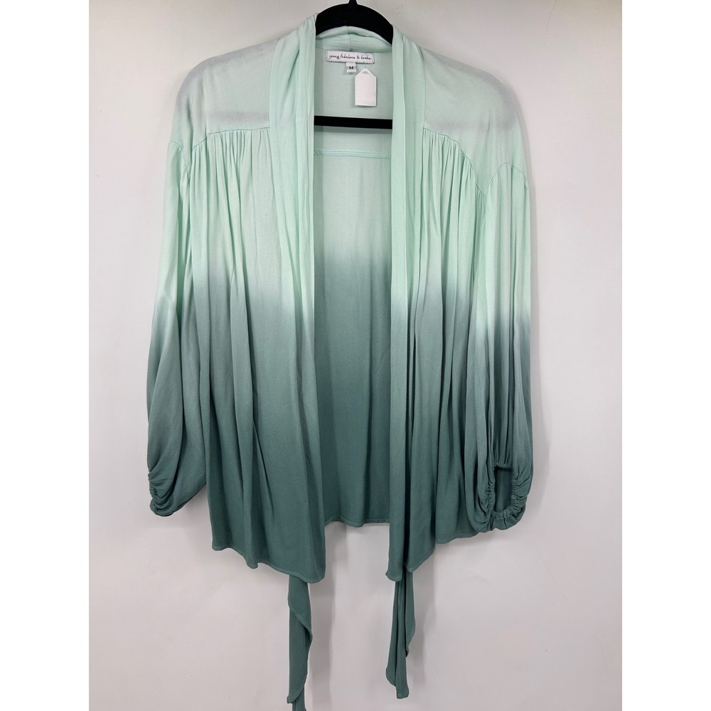 Young Fabulous & Brooke Ombre Dip Dye Open Front Cardigan Mint Green Medium